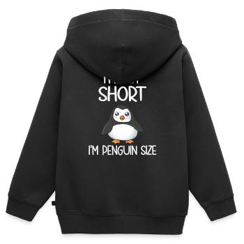 I'm Not Short I'm Penguin Size - Kinder Premium Organic Zip Hoodie - Schwarz - Hinten - AI Model Kid Male (0cm)