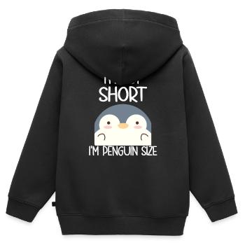 I'm Not Short I'm Penguin Size - Kinder Premium Organic Zip Hoodie - Schwarz - Hinten - AI Model Kid Male (0cm)