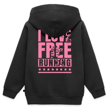 J’adore Parkour Libre Courir Parkourläuferin Spor - Sweat Premium à capuche zippé enfant bio - noir - Dos - AI Model Kid Male (0cm)