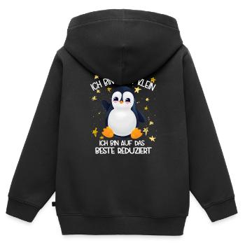 Ich bin nicht klein ich bin aufs beste reduziert - Kinder Premium Organic Zip Hoodie - Schwarz - Hinten - AI Model Kid Male (0cm)