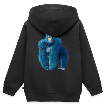 Gorilla Kraft - Kinder Premium Organic Zip Hoodie - Schwarz - Hinten - AI Model Kid Male (0cm)