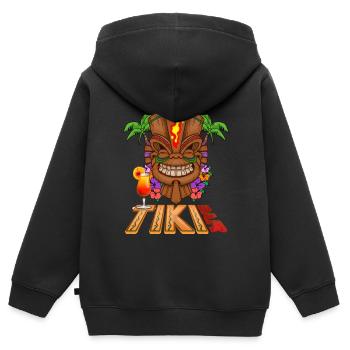 Tiki Paradise Tiki Bar Hawaii Été - Sweat Premium à capuche zippé enfant bio - noir - Dos - AI Model Kid Male (0cm)