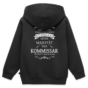Seine Majestät der Kommissar T-Shirt - Kinder Premium Organic Zip Hoodie - Schwarz - Hinten - AI Model Kid Male (0cm)