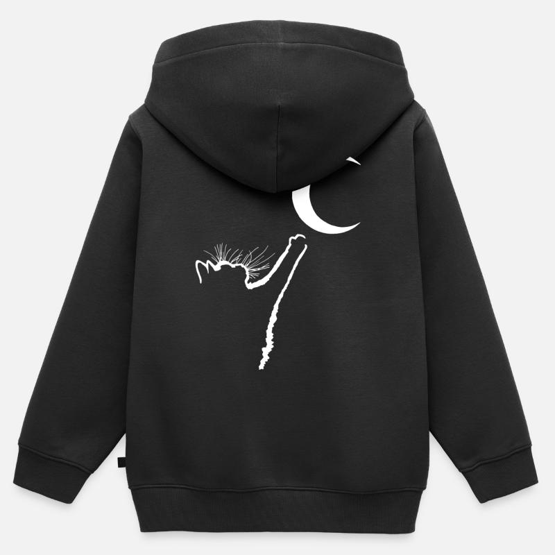 Le chat et la lune - Sweat Premium à capuche zippé enfant bio - noir
