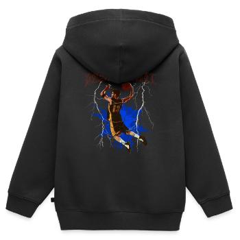 Blitz-Dunk: Elektrischer Basketball - Kinder Premium Organic Zip Hoodie - Schwarz - Hinten - AI Model Kid Male (0cm)