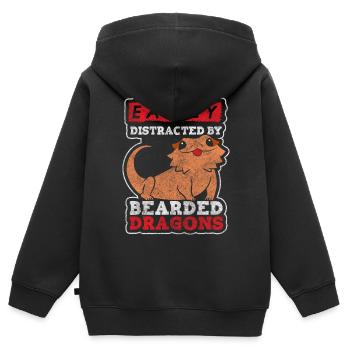 Lizard Lizard Lizard Lizard - Kids Premium Organic Zip-up Hoodie - black - Back - AI Model Kid Male (0cm)