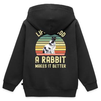 Rabbit Rabbit - Kids Premium Organic Zip-up Hoodie - black - Back - AI Model Kid Male (0cm)