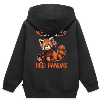 Just a Girl who loves Red Pandas niedlicher Panda - Kinder Premium Organic Zip Hoodie - Schwarz - Hinten - AI Model Kid Male (0cm)