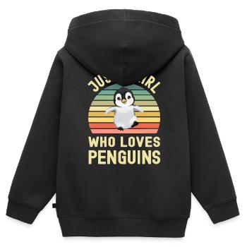 Pingouins Pingouins - Sweat Premium à capuche zippé enfant bio - noir - Dos - AI Model Kid Male (0cm)