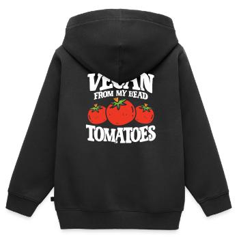 Vegane Kopf Tomaten - Kinder Premium Organic Zip Hoodie - Schwarz - Hinten - AI Model Kid Male (0cm)