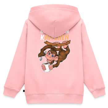 Erst mal lecker Käffchen niedlich Affe mit Kaffee - Kinder Premium Organic Zip Hoodie - Rosa - Hinten - AI Model Kid Female (0cm)