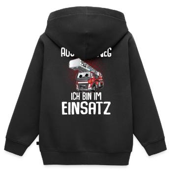 Feuerwehr Aus Dem Weg Ich Bin Im Einsatz - Kinder Premium Organic Zip Hoodie - Schwarz - Hinten - AI Model Kid Male (0cm)