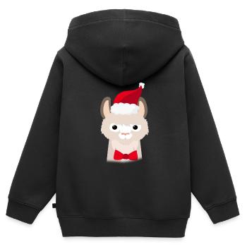 Lama de Noël laid - Sweat Premium à capuche zippé enfant bio - noir - Dos - AI Model Kid Male (0cm)