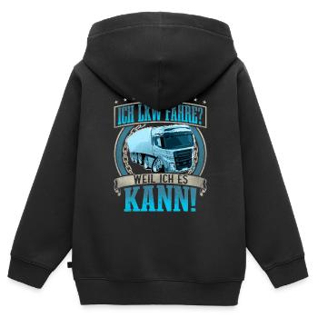 LKW Fahrer - Kinder Premium Organic Zip Hoodie - Schwarz - Hinten - AI Model Kid Male (0cm)