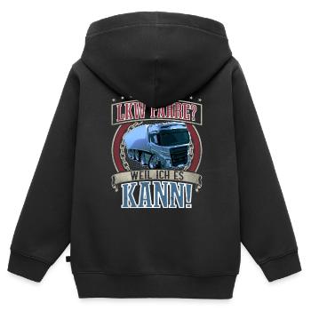 LKW Fahrer - Kinder Premium Organic Zip Hoodie - Schwarz - Hinten - AI Model Kid Male (0cm)