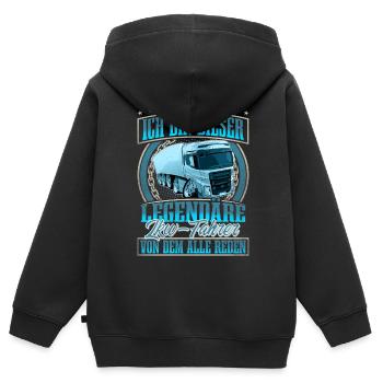 LKW Fahrer - Kinder Premium Organic Zip Hoodie - Schwarz - Hinten - AI Model Kid Male (0cm)