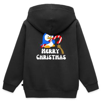 Frohe Weihnachten Weihnachtspinguin - Kinder Premium Organic Zip Hoodie - Schwarz - Hinten - AI Model Kid Male (0cm)