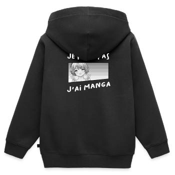 Manga drole - Sweat Premium à capuche zippé enfant bio - noir - Dos - AI Model Kid Male (0cm)