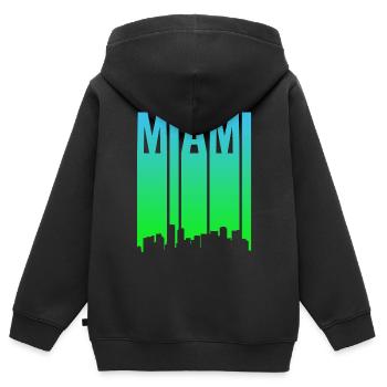 Pente de la ligne d’horizon de Miami - Sweat Premium à capuche zippé enfant bio - noir - Dos - AI Model Kid Male (0cm)