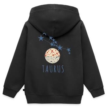 La constellation du Taureau - Sweat Premium à capuche zippé enfant bio - noir - Dos - AI Model Kid Male (0cm)