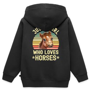 Pferd Pferde - Kinder Premium Organic Zip Hoodie - Schwarz - Hinten - AI Model Kid Male (0cm)