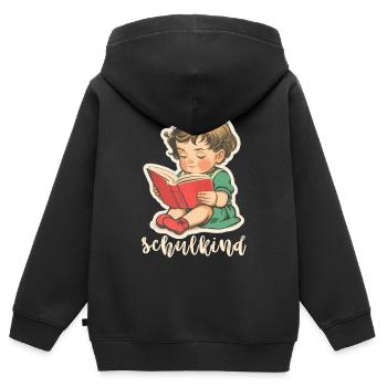 Schulkind, Erste Klasse - Kinder Premium Organic Zip Hoodie - Schwarz - Hinten - AI Model Kid Male (0cm)