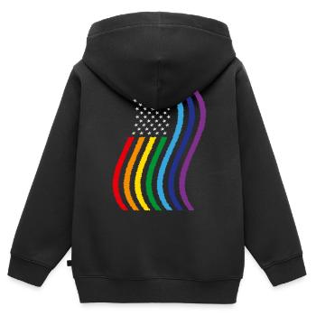 USA Rainbow Flag - Kids Premium Organic Zip-up Hoodie - black - Back - AI Model Kid Male (0cm)