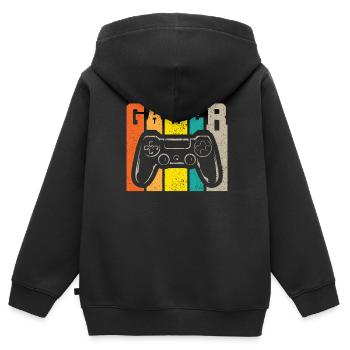 Joueur d’arcade Gamer - Sweat Premium à capuche zippé enfant bio - noir - Dos - AI Model Kid Male (0cm)