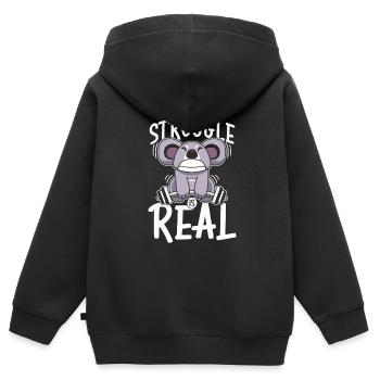 Le combat est réel - Sweat Premium à capuche zippé enfant bio - noir - Dos - AI Model Kid Male (0cm)
