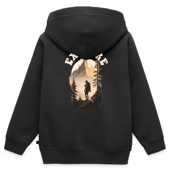Explore Trekking Adventure - Kids Premium Organic Zip-up Hoodie - black - Back - AI Model Kid Male (0cm)