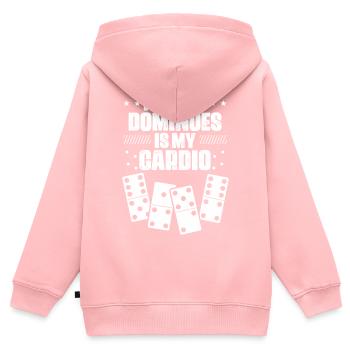 Domino Spiel Design - Kinder Premium Organic Zip Hoodie - Rosa - Hinten - AI Model Kid Female (0cm)