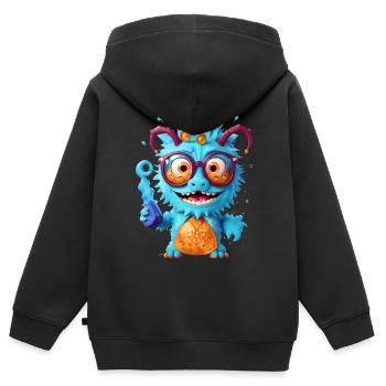 Professeur Monster - Sweat Premium à capuche zippé enfant bio - noir - Dos - AI Model Kid Male (0cm)