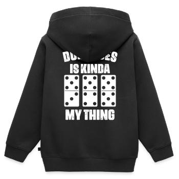Domino Spiel Design - Kinder Premium Organic Zip Hoodie - Schwarz - Hinten - AI Model Kid Male (0cm)