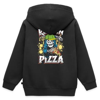 Rest in pizza - Kinder Premium Organic Zip Hoodie - Schwarz - Hinten - AI Model Kid Male (0cm)