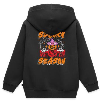 Es ist Gruselzeit | schauriger Halloweenspaß - Kinder Premium Organic Zip Hoodie - Schwarz - Hinten - AI Model Kid Male (0cm)