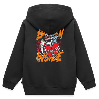 Broken inside - Kinder Premium Organic Zip Hoodie - Schwarz - Hinten - AI Model Kid Male (0cm)