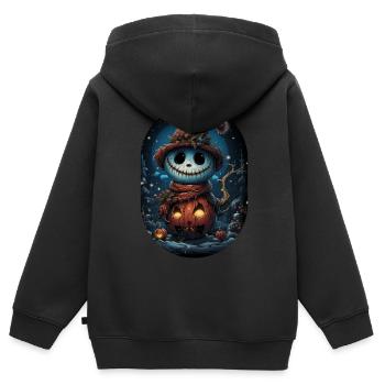 James le sympathique bonhomme de neige d’Halloween - Sweat Premium à capuche zippé enfant bio - noir - Dos - AI Model Kid Male (0cm)