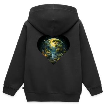 Love Mother Earth - Kinder Premium Organic Zip Hoodie - Schwarz - Hinten - AI Model Kid Male (0cm)