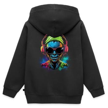 Alien Rave - Kinder Premium Organic Zip Hoodie - Schwarz - Hinten - AI Model Kid Male (0cm)