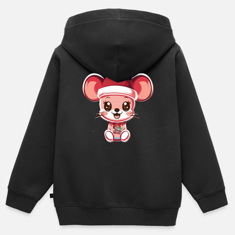 « Joyeux chat - Sweat Premium à capuche zippé enfant bio - noir