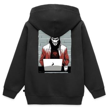 Anonymous Hacker - Kinder Premium Organic Zip Hoodie - Schwarz - Hinten - AI Model Kid Male (0cm)