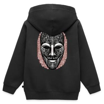 Anonymous Hacker Maske - Kinder Premium Organic Zip Hoodie - Schwarz - Hinten - AI Model Kid Male (0cm)