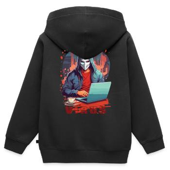 Anonymous Hacker - Kinder Premium Organic Zip Hoodie - Schwarz - Hinten - AI Model Kid Male (0cm)