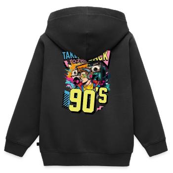 90s 90er Jahre Musik Ghettoblaster Kopfhörer Party - Kinder Premium Organic Zip Hoodie - Schwarz - Hinten - AI Model Kid Male (0cm)