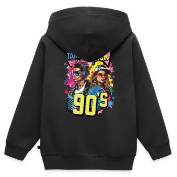 90s 90er Jahre Musik Bunt Party Karneval Kostüm - Kinder Premium Organic Zip Hoodie - Schwarz - Hinten - AI Model Kid Male (0cm)