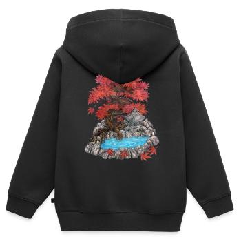 Japanischer Garten Zengarten Illustration Japan - Kinder Premium Organic Zip Hoodie - Schwarz - Hinten - AI Model Kid Male (0cm)