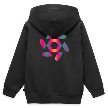 DESIGN. ART. GEEK. VINTAGE. GRAPHIQUE. AFRIQUE - Sweat Premium à capuche zippé enfant bio - noir - Dos - AI Model Kid Male (0cm)