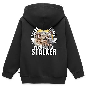 PERSÖNLICHER STALKER BULLDOGGE Hund HUNDE - Kinder Premium Organic Zip Hoodie - Schwarz - Hinten - AI Model Kid Male (0cm)