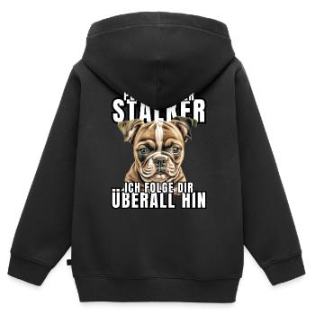 PERSÖNLICHER STALKER BULLDOGGE Hund HUNDE - Kinder Premium Organic Zip Hoodie - Schwarz - Hinten - AI Model Kid Male (0cm)