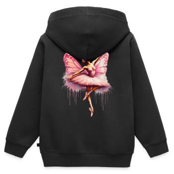 Ballerina mit Schmetterlingsflügeln, Schmetterlingen, Tutu - Kinder Premium Organic Zip Hoodie - Schwarz - Hinten - AI Model Kid Male (0cm)